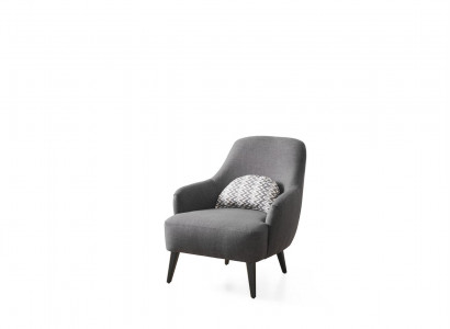Armchair Wingback Chair Fabric Living Room Polyester Design Gray Modern Seat